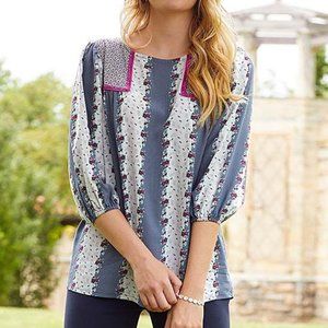 Matilda Jane A Quick Getaway Mixed Print Bohemian Blouse Size Small